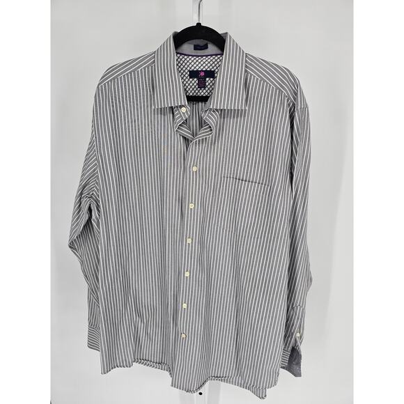 Egara Mens Long Sleeve Striped Button Down Striped Casual Cotton Shirt Size 2XLT - Picture 1 of 5